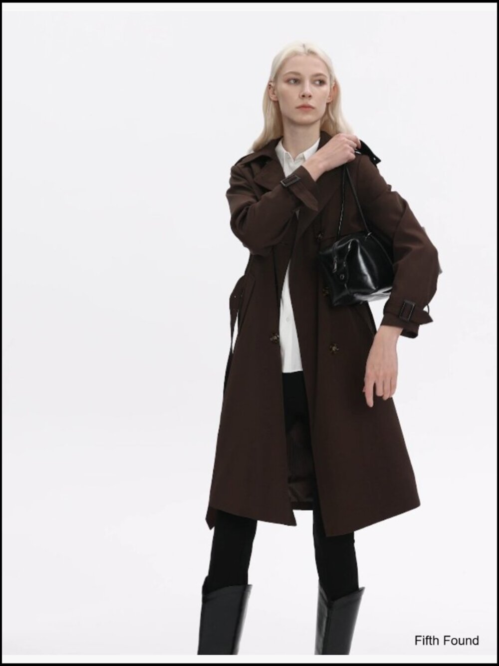 Women's Long Trench Coat Lightweight Double-Breasted Classic Lapel Overcoat - Picture 7 of 7
